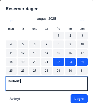 Reserver fridager direkte fra mobilen